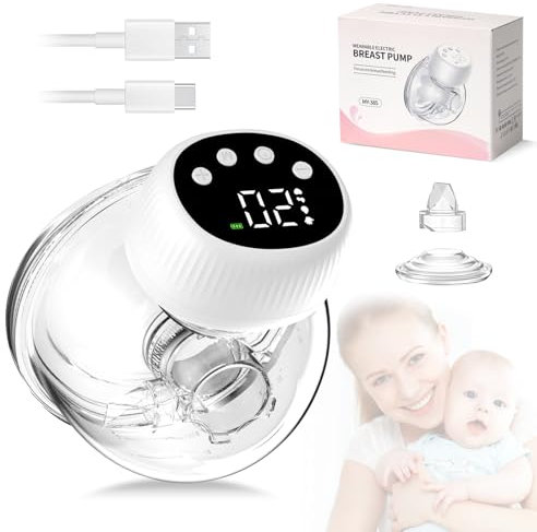 Journeyside Milchpumpe Elektrisch Tragbar, Freihändig Brustpumpe Elektrische mit 4 Modi und 12 Leistung,Auslaufsichere, Wiederaufladbare Milchpumpe Verbessern Sie Die Effizienz Der Laktation,24mm