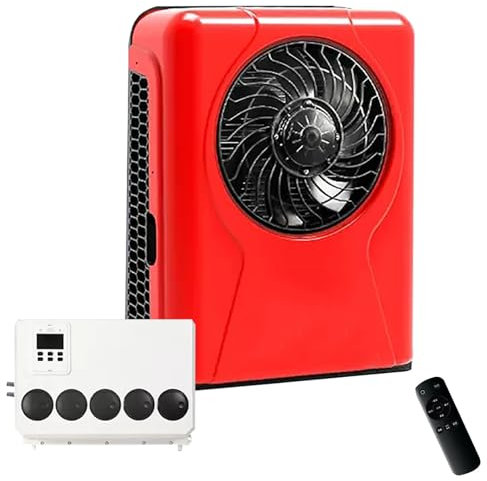 DYUNCZ Climatiseur Camping Car 12 V avec Télécommande, Climatiseur de Toit pour Camping-Car, Clim Camping Car Split 6200 BTU, Silencieux et Refroidissement Rapide, pour Semi-remorques(Red)