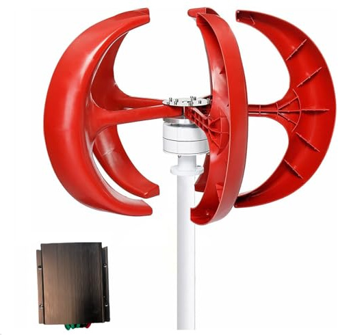 Aerogenerador de 12 V y 24 V (400 W, 600 W, 800 W, 1000 W y 1200 W) con Controlador de Carga - Kit de Mini turbina eólica de 5 aspas para hogares, Barcos y Carreteras - Molino de energía REN