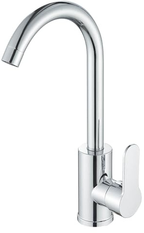 Kitchen Taps Kitchen Sink Tap Mixer Chrome Single Lever 360 Swivel Spout and Hoses Monobloc Mixer Tap for Sink 1 Hole High Arc Zamery Stainless Steel Faucet
