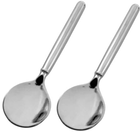 Mobestech 2 pièces Cuillère Crème Visage Zinc Applicateur Ergonomique à Tête Ronde pour Soin des Yeux et Masque Facial Outil Multifonctionnel de Beauté Portable Métal Facile à Nettoyer