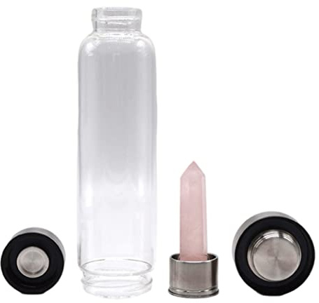 Crystal Water Bottle Natural Quartz Stone Glass Leak Proof Drink Cup 25cm Crystal Quartz Bottle