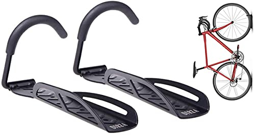 Dirza Bike Rack Garage Wall Mount Bike Hanger Storage System Vertical Bike Hook for Indoor Shed - Easily Hang/Detach - Heavy Duty Holds up to 65 lb with Screws Black