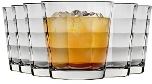 Bormioli Rocco Bicchiere Tumbler - in Vetro con Trama a cubo - 240 ml - 6 Pezzi