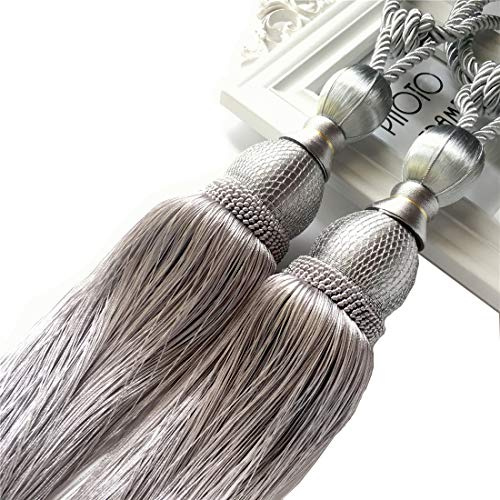 1 Paar Raffhalter mit Quaste, Hand stricken geflochten Draperie Raffhalter, Seil Kordel 1 Pair silber