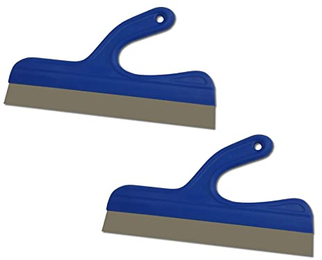 2er Set DEWEPRO® Breitspachtel - Flächenspachtel - Malerspachtel mit gebogenem Kunststoff-Griff und Edelstahlklinge - 335x35mm - Maurerspachtel