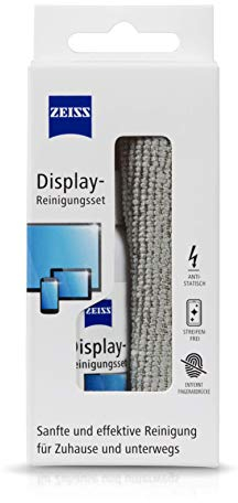 Zeiss Display-Reinigungs-Spray mit 120ml Inhalt inklusive einem Mikrofasertuch zur sicheren & effektiven Reinigung optischer Flächen - alkoholfrei - antistatisch, 606243, weiß