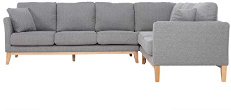 Miliboo Skandinavisches Ecksofa 5-6 Plätze aus hellgrauem Stoff Oslo