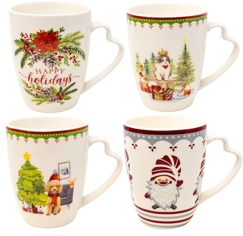 NAMAI-Set Tazze Natalizie 4pz-Mug Tazza-Adatta a Lavastoviglie e Microonde-8CM x 10CM-Porcellana-Tazze Colazione Particolari- Tazza Natale-Tazza Colazione Particolare (3)