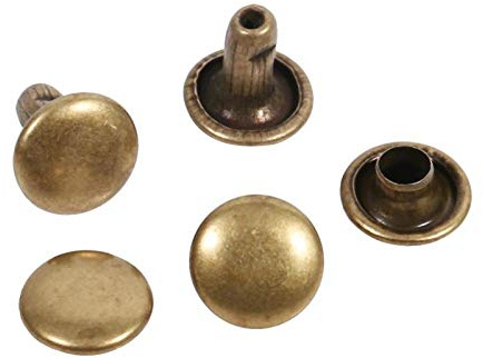 Oumefar 100 Stück Ledernieten Double Cap Niet 8 * 8mm Rohrmetallbolzen Leder Bastelreparaturzubehör für Ersatzteile Nähen von DIY Projekten(Qinggu)