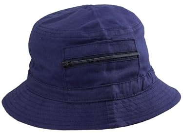 fiebig Fischerhut aus Baumwolle | Unisex Outdoorhut mit Taschen & Reißverschlussfach | Bucket Hat in vielen Farben & Größen