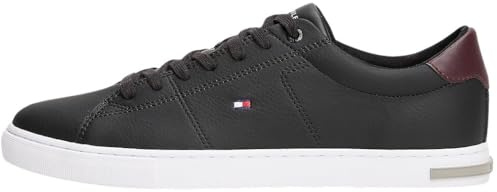 Tommy Hilfiger Herren Vulcanized Sneaker Essential Leather Detail Schuhe, Schwarz (Black), 42