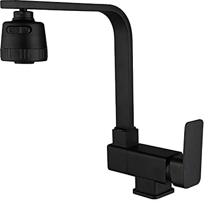 SJQKA-Vorfenster Küchenarmatur,360° Falten Drehbar Wasserhahn Küche Schwarz, Spültischarmatur Kupfer Armatur Unterfenster Fensterarmatur Mit Zwei Wasserstrahlarten