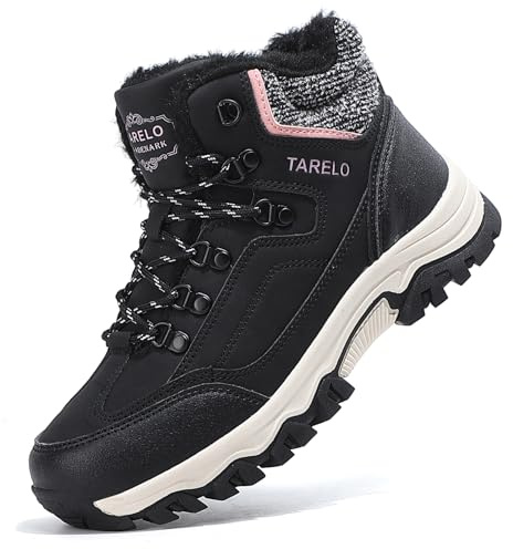 TARELO Bottes Hiver Femme Antidérapant Bottines Noir 40