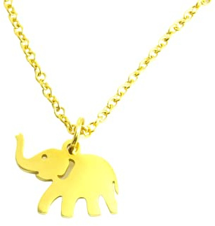 Kette kleiner Elefant Afrika Ethno Edelstahl Anhänger golden Juvelato