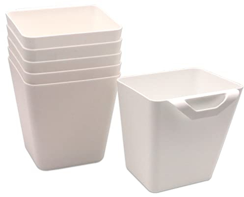 DUTWROY Aufbewahrungskorb zum Aufhängen 6 Stück weiß Hängebehälter Plastik Hängekörbe Hängebehälte mit Haken 12 x 9.5 x 12,5 cm (L x B X T) für den einem Servierwagen Küchen Garten