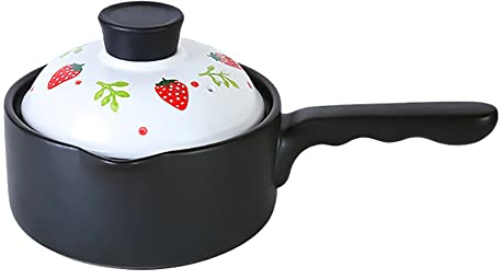 TANFEI Clay Pot For Cooking Terracotta Stew Pot Clay Casserole Pot With Lid, Casserole Ceramic Soup Pot Milk Pot Tagine Pot (1.2L Milk Pot)