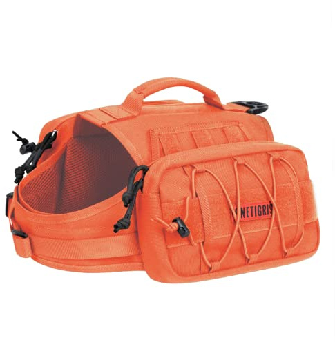 OneTigris Mammoth Hunderucksack 2.0 Version Reißen Camping Wandern Hundebackpack für M/L Größe Hunde (M, Orange)