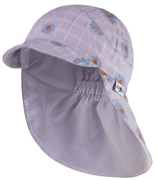 Sterntaler Schirmmütze mit Nackenschutz Blume für Mädchen - Baby Mütze mit UV -Schutz 30 - Sonnenkappe aus Baumwolle