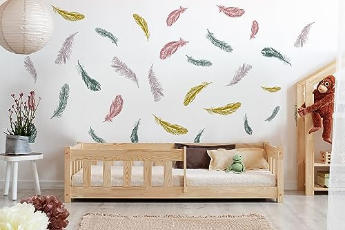 KidooCrafts Kinderbett 120x200 cm - Montessori Kinderbett mit Geländer - Handgefertigtes Holzbett für Kleinkinder - Sicheres Schlafen im Kinderzimmer - Hochwertige Qualität und Design