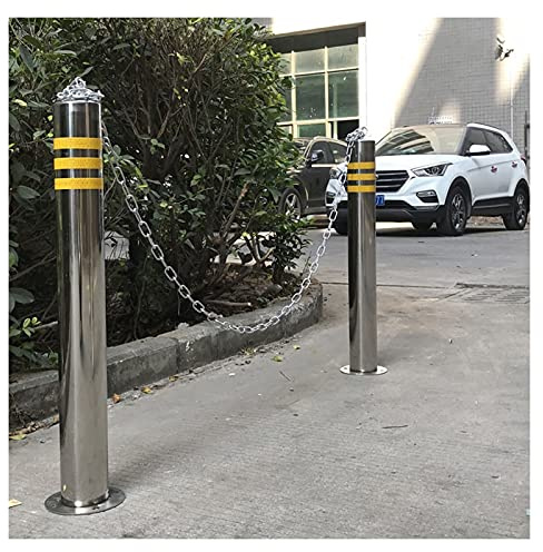 Wzmazingly 2 Pcs Barrera Parking Poste, Acero Inoxidable Poste De Aparcamiento, Anti Aparcamiento Garaje Bolardo De Seguridad Con 3m Cadena Metálica