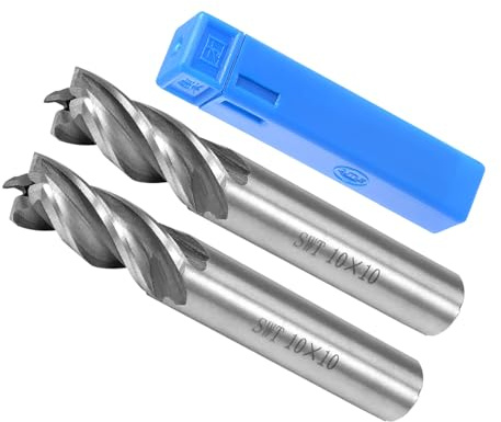 CoCud 4-schneidige Spiral-Schaftfräser-Bits, 10 mm Durchmesser, 22 mm Länge, gerader Fräser aus Schnellarbeitsstahl mit Aufbewahrungskoffer für Sperrholz, Hartholz, Kunststoff, 2-teilig