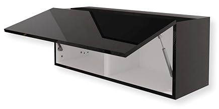 HAJDUK FURNITURE Hängeschrank für Küche 90x35x32 cm Schwarz Hochglanz Flach Küchen Klapphängeschrank Schrank Einbauküche Küchenzeile Moderner Küchenmöbel Oberschrank Geräumiger Küchenschrank