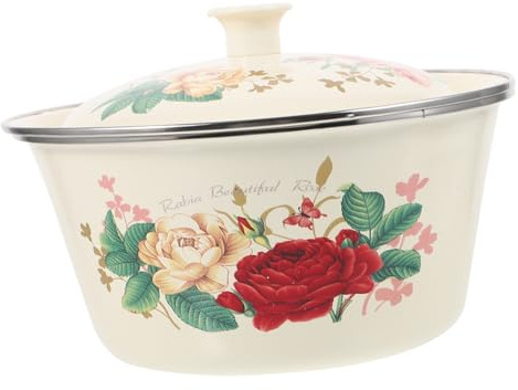 CIYODO Emaille Schüssel mit Deckel Vintage Aufbewahrungstopf für Suppe und Schmalz Leicht zu Reinigen für Küche und Haushalt