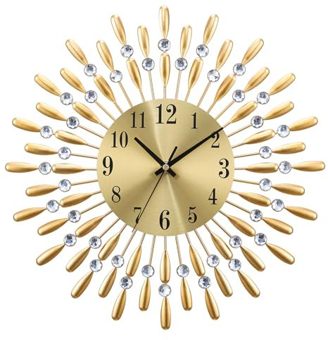 HaiYiZuhause Vintage Wanduhr groß ohne Tickgeräusche, Große Retro Uhr Wand im europäischen Stil, Küchenuhr & Wohnzimmeruhr ideal als Deko für Wohnzimmer, Schlafzimmer & Küche (Gold)