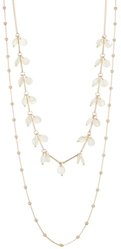 Bulinlin Damen Lange Kette Gold Lange Perlen Statement Kette Gold Modeschmuck Geburtstagsgeschenk für Frauen
