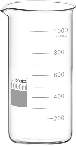 Labasics Glass Tall Beaker, Borosilicate Glass Graduated Tall Form Griffin Beaker with Pouring Spout, 1 Pack, 1000 ml
