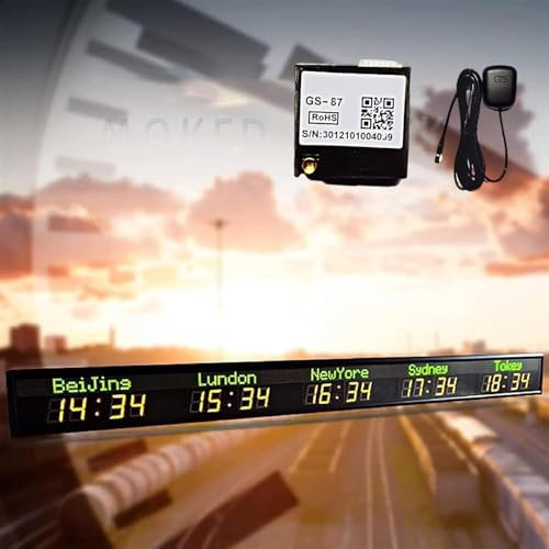 LED-Uhr mit mehreren Zeitzonen, Weltzeitzonenuhr, kann den Städtenamen ändern, automatische GPS-Zeitkorrektur, Verbindung zum Hotspot der Uhr über Ihr Telefon oder Ihren Computer herstellen,5cities