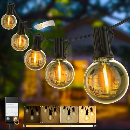 Yuusei Lichterkette Außen Strom, 36,6M Lichterkette Outdoor LED mit Dimmer | IP45 Wasserdicht, 46+2 G40 Dimmbar Aussen Glühbirnen Lights für Garten, Pavillon, Balkon, Camping, Party, Hochzeit
