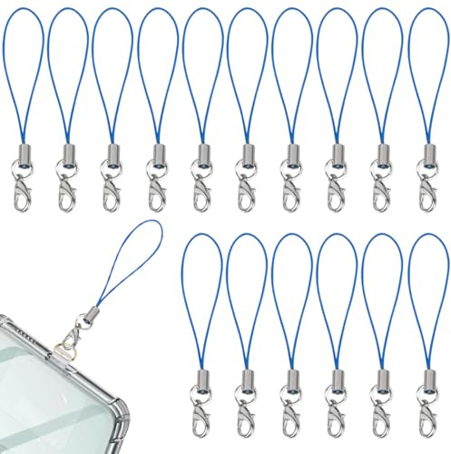 50 Stück azul Cordón para teléfono móvil para llaveros, anilla para teléfono móvil con mosquetón, correa para teléfono, cordón con colgante para teléfono móvil, colgante para llave USB