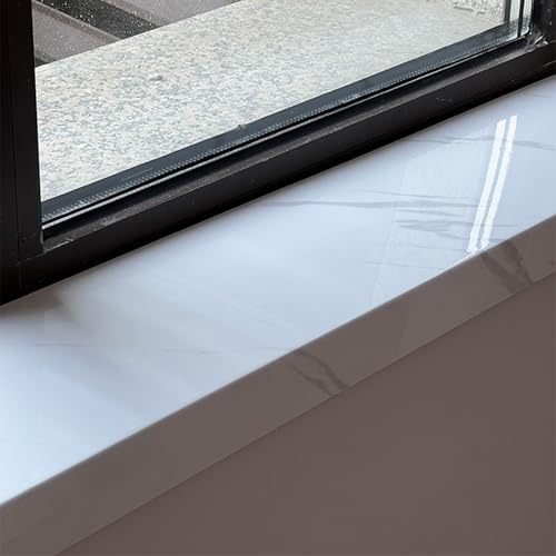 Copertura per davanzale della finestra con finitura in marmo bianco – Piastra protettiva per gradini/finestre, battitacco per bagno/cucina