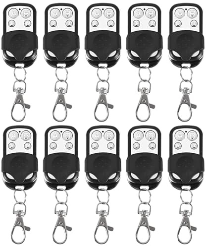 10Pcs Gate Remote Control Keychain, 433MHz Universal Remote Cloning Control Key Duplicator with 4 Buttons for Garage Door, Roller Doors