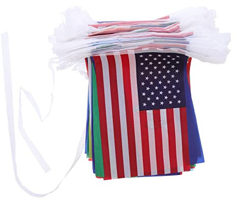 HOLIDYOYO 100 änder Wimpelkette Flaggenbanner Aus 100 Nationalflaggen Für Dekoration Party Sportveranstaltungen Und Feste Ideal Für WM Und Olympiade