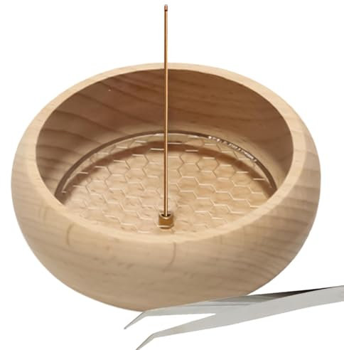 Cuenco de incienso de madera – Placa de soporte de incienso de cuatro agujeros | Quemador de incienso de madera de belleza rústica | Soporte de incienso hecho a mano para aromaterapia