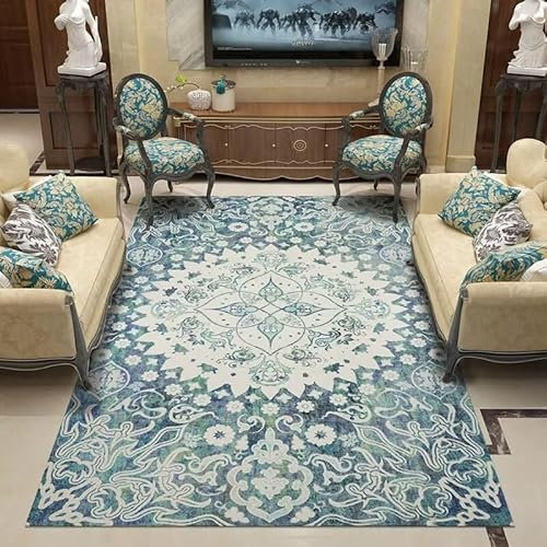 RUGMRZ Flokati Teppich Modernes, Minimalistisches, Modisches, Rutschfestes Sofa, Klassisches Arbeitszimmer Hotel Raum Deko Blau Flurdeko Schöne Zimmer Deko Flokati Teppich Flurteppich Läufer Lang300X