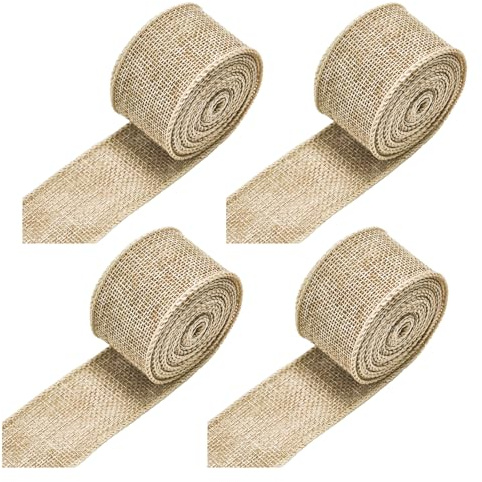 Dekoband, Juteband 18m Vintage Geschenkband Breit 4cm Sackleinen Stoffband 4 Rollen Jute Band mit Eisendraht für Handwerk Geschenkverpackung