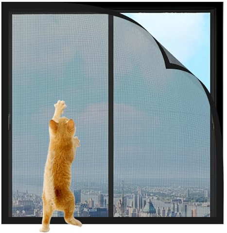 Zanzariera Gatti 120×140cm,dellyy Zanzariera Anti Gatto, Moustiquaire en Fibre de Verre pour Fenêtre, Zanzariera Finestra Adesiva per Soggiorno Finestra da Tetto Porta Balcone