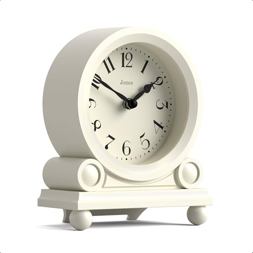 JONES CLOCKS® Maida Vale Kaminsimsuhr | Kleine traditionelle schreibtischuhr | Helle Creme | Hübsch und charmant, ideal für kaminsims, bücherregal oder am Bett