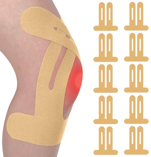 Pack de 10 Kinesiotape, Transpirable Cinta Kinesiologica, Venda Neuromuscular Adhesiva, Alivio Dolor Muscular, Tiras Fisioterapia, Sin Látex, Resistente al Agua, Transpirable