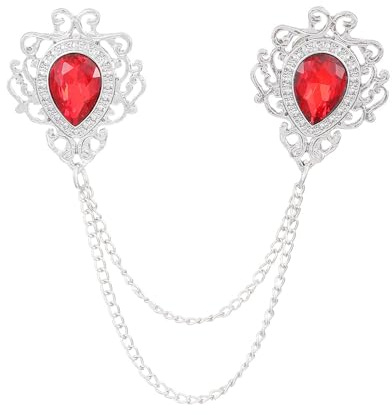 BWOOOWE Tropfenform Kristall Brosche Kragen Kette Quaste Anstecknadel Schmuck Doppelbrosche Vintage Ornament Damen Accessoire