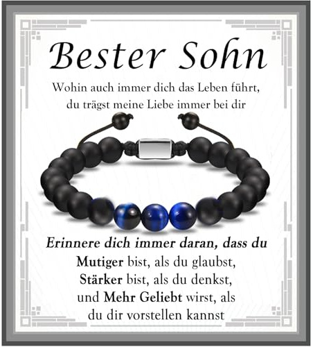 EPVID Geschenk für Jungen, Abschluss Geschenke für Jungs, Blaue Tigerauge Armband für Sohn Bruder Neffen Enkel zum Abschluss Geburtstag Firmung Kommunion Weihnachten Jugendweihe