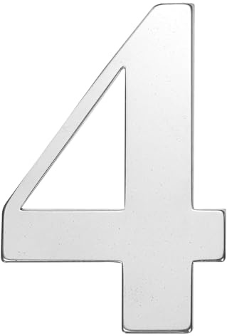 sourcing map 3 Inch House Numbers, 304 Stainless Steel Self-adhesive Mailbox Door Stickers, Outdoor Address Signs for Office Hotel Apartments, Garden (Silver 4)