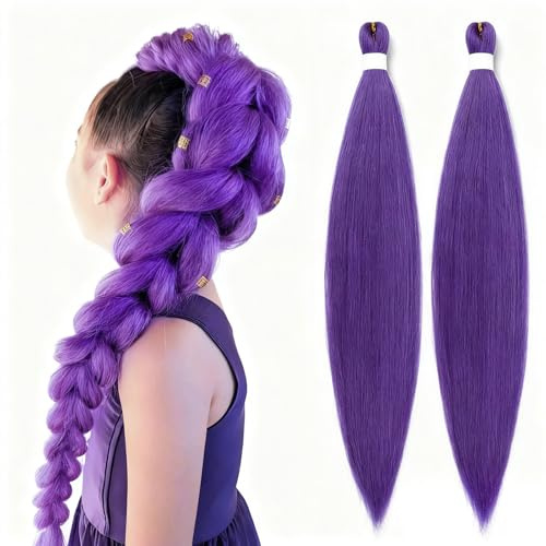 KINDLUME 2 Pièces Rajout Cheveux Tresses Violet, Extensions de Cheveux Crépus, Mèches pour Tresses Africaine Résistantes, Parfait pour Cosplay, Styles Africains Quotidiens