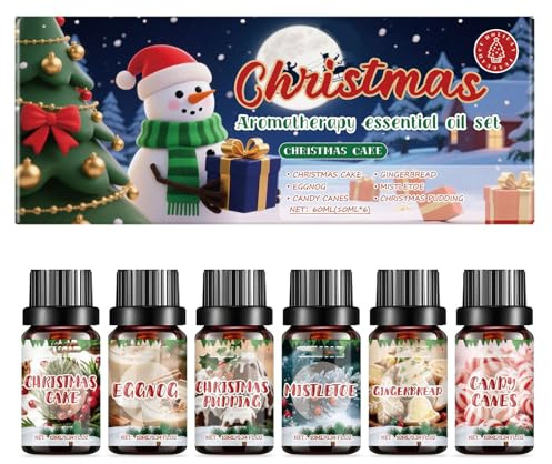 Weihnachten Ätherische Öle Set 6x10 ml, Aromatherapie Ätherische Öle für Diffuser, Aroma Diffuser Öl, Duftöl Weihnachten, Duftöle Geschenkset, Christmas Aromatherapy Essential Oil Set