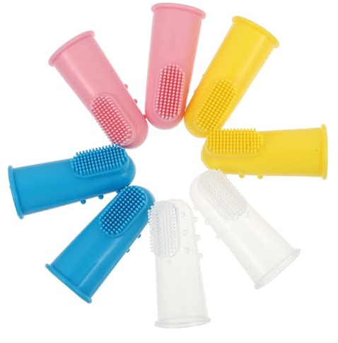 Spazzola per l'igiene orale dei bambini in silicone per neonati 4 pezzi multicolore massaggiatore gengive doppio lato per la pulizia orale e la dentale piccoli