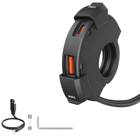 48W Motorrad-USB-Ladegerät, 2-Port (QC3.0 18W + PD3.0 30W), IP65, 12-24V USB-C-Steckdose – Schnellladung für Reise & Abenteuer/Alltag/Outdoor – Kompatibel mit Handy/GPS/Kamera